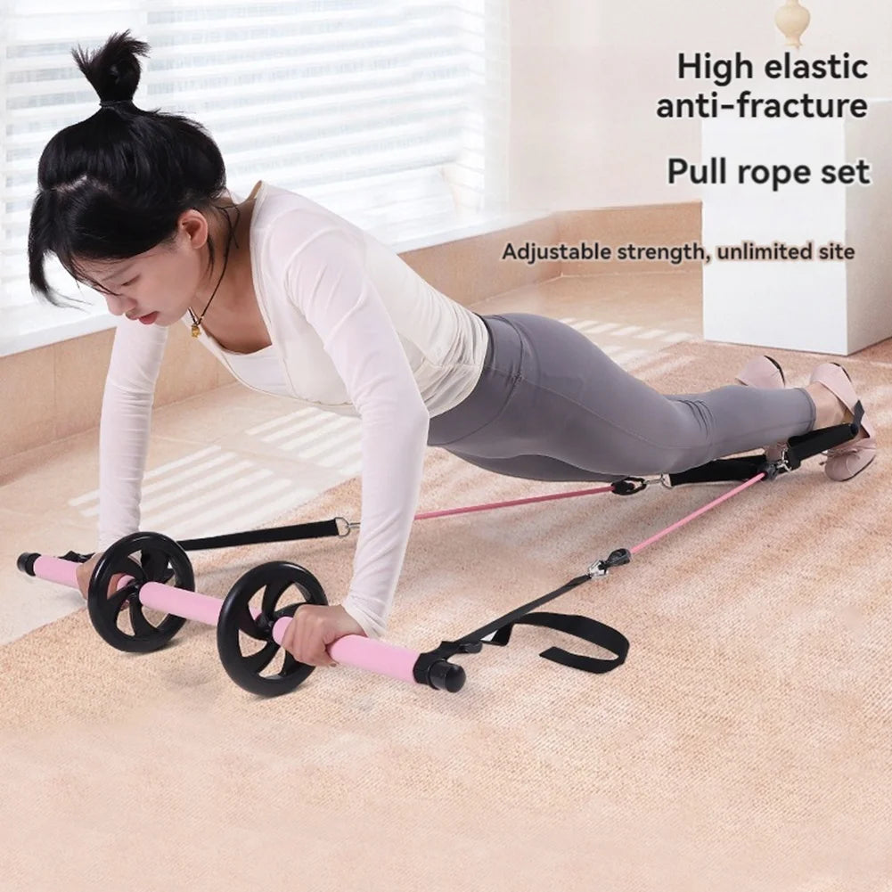 YOE-xPilates Bar Kit+Resistance Bands,Pilates Equipment Exercise Bar with Ab Roller, Portable Home Gym Yoga Fitness Bar